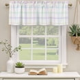 thumbnail image 2 of 2 Pack Valances for Window, White Plaid Grid Short Curtains for Kitchen Bedroom Living Room, Colorful Line Modern Simple Geometric Rod Pocket Small Window Treatment Valance Drapes 42 x 12 Inch, 2 of 8