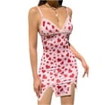 thumbnail image 5 of Seyurigaoka Women Summer Charming One Piece Dress, Low Cut Sleeveless Spaghetti Heart Printed Split Hem Thigh Long Dress, 5 of 9