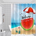 thumbnail image 2 of Hello Summer Red Watermelon Waterproof Fabric Shower Curtain for Bathroom Blue Sky Sea Beach Shells Starfish Machine Washable Cloth Shower Curtains Home Bath Decor 72x72 inches, 2 of 6