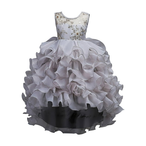 Godom Toddler Girls Dresses Mesh Puffy Short Sleeve A Line Casual Party Dress Toddler to Big Kid