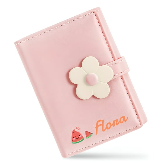 GASTROPOD Cute Wallets for Women, Custom Name Flower Wallet, Leather Card Holder Coin Purse with ID Window for Girls Ladies Women