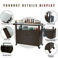thumbnail image 4 of GDLF Outdoor Prep Table Grill Station, Solid Wood Movable Dining Cart Table, Dark Brown, 4 of 9