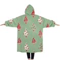 thumbnail image 2 of Oversized Wearable Blanket Hoodie,Green Christmas Tree Pattern Sherpa Blanket Hoodie with Super Pockets,Super Warm Fuzzy Pullover for Women & Men, 2 of 6