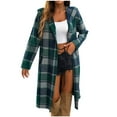 thumbnail image 5 of cocolona Womens Plaid Trench Coat Long Sleeve Casual Oversized Hooded Shacket Winter Button Front Cardigan Coats with Pockets, 5 of 7
