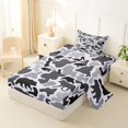 thumbnail image 2 of Manfei Retro Camo Twin Sheets,Lovely Bear Bedding,White Black,3-Piece,1 Fitted Sheet and 1 Pillowcase, 2 of 6