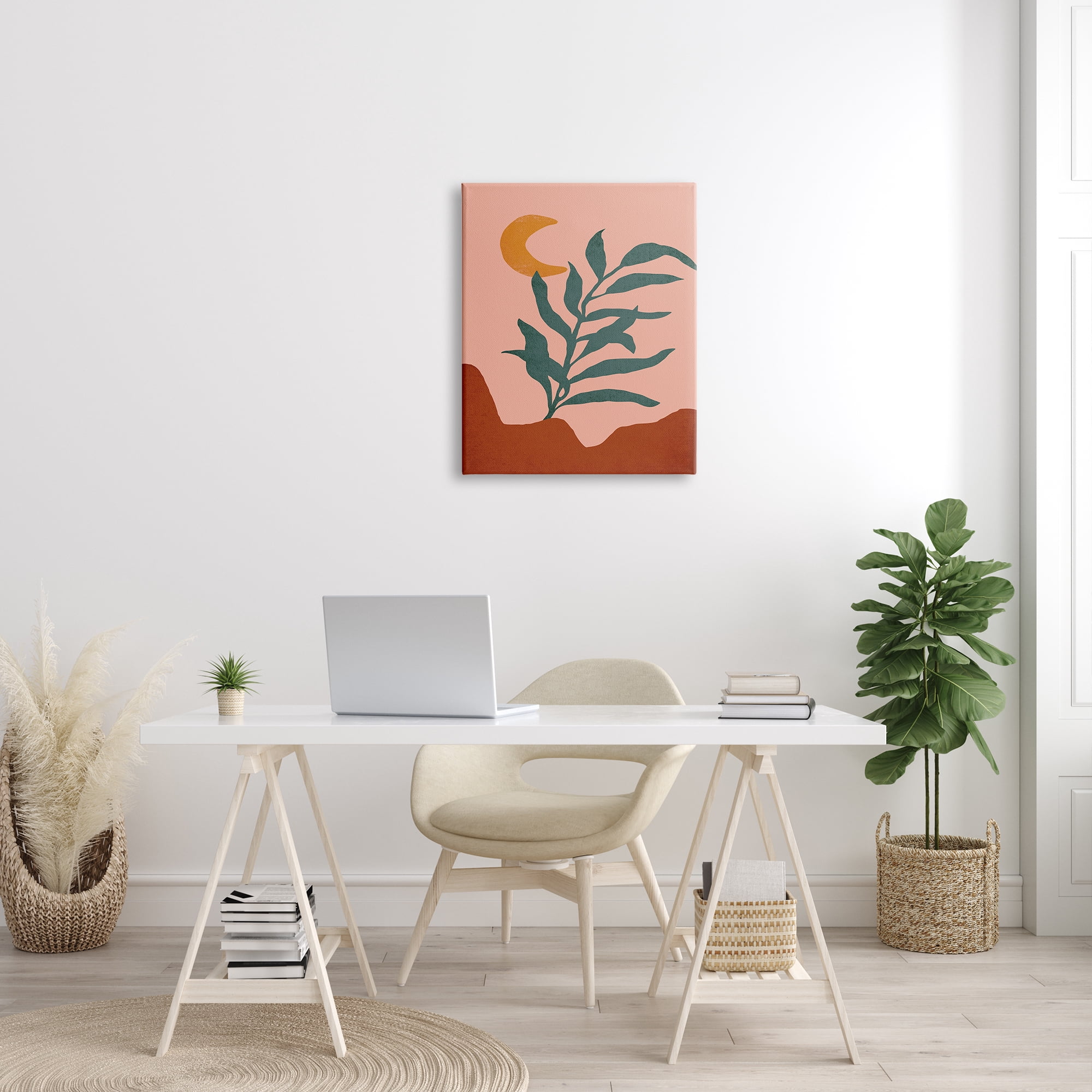 Stupell Industries Blooming Plant Leaf Pleasant Desert Crescent Moon Graphic Art Gallery Wrapped Canvas Print Wall Art, Design by JJ Design House LLC