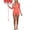 orange-red, variant on Women’s Printed Deep V Romper Pajama, Long Sleeve One-Piece Loungewear Sleepwear Shorts, Valentine Gift