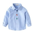 thumbnail image 2 of KYAIGUO Toddler Kids Boys Solid Color Shirt Long Sleeve Button down Tops Baby leisure Shirt Little Boys Lapel Spring Autumn Shirt Clothes 1-6T, 2 of 7