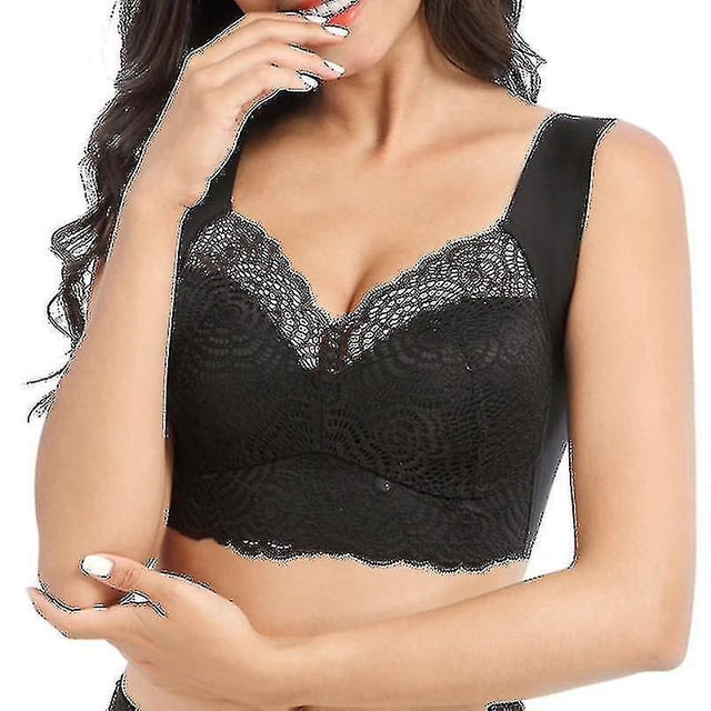 Sujetador elástico con corte de encaje sin costuras y figura completa para mujer, ropa interior recogida transpirable (s-7xl)