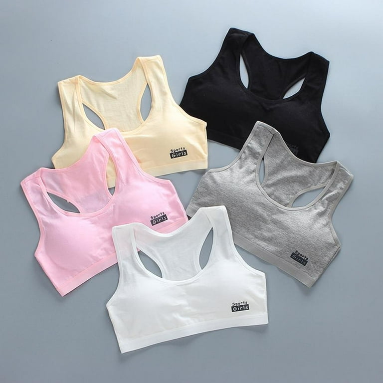 Teen Girls Bra Underwear Vest Puberty Sport Training Bra Breathable No  Trace Bras for Teen Girl 8-12Y,5pcs 