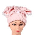 thumbnail image 2 of Toalla absorbente de microfibra para secar el cabello, turbante de secado rápido, toalla para envolver el cabello en el baño, color rosa, 2 of 3