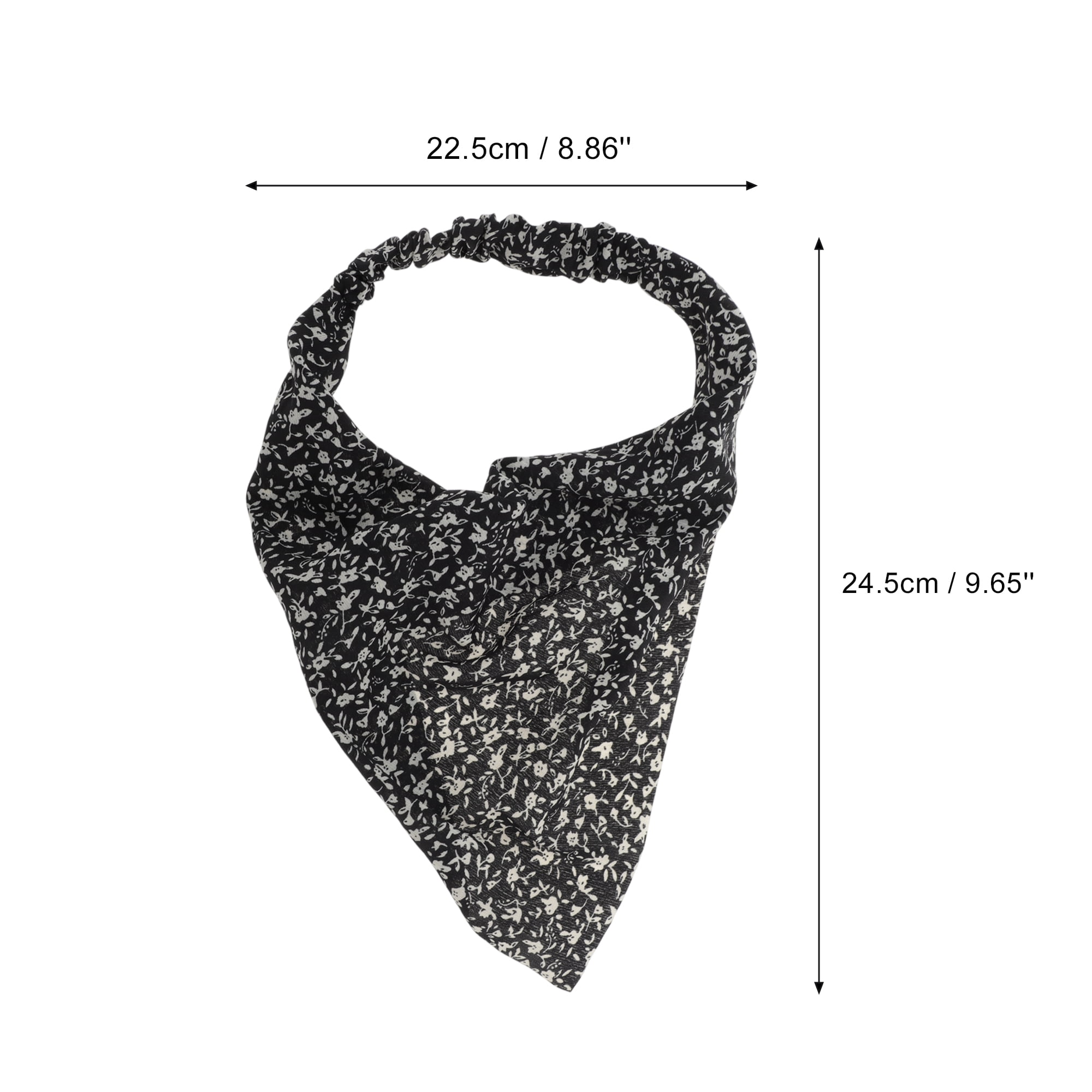 Unique Bargains 1pc Fashion Ditsy Floral Headwrap 8.86''x9.65'' Black