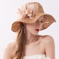 thumbnail image 4 of Fascinators Hats for Women Tea Party Easter Women's lace mesh basin hat flower large brim sun visor hat women's outdoor sun hat, 4 of 5