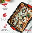 thumbnail image 7 of Perlli Baking Pan Set 3-Pc Carbon Steel Bakeware for Kitchen with Red Silicone Handles, 7 of 7
