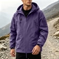 thumbnail image 2 of Ecqkame Rain Jackets for Men Lightweight Windproof Waterproof Hiking Hooded Jacket Long Sleeve Outdoor Cycling Casual Outerwear Purple L, 2 of 7