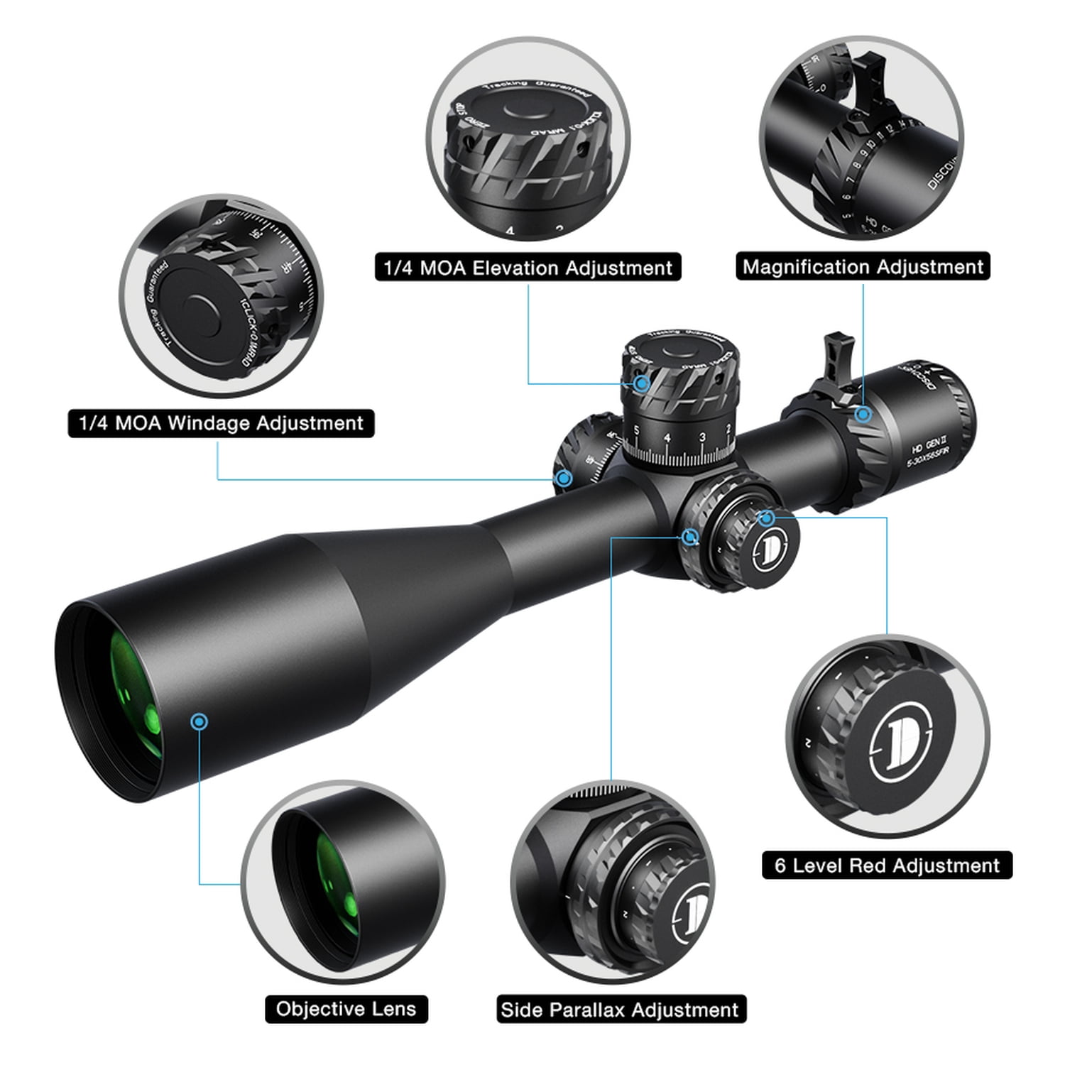 DISCOVERYOPT HD GEN2 5-30X56 Long-Range Shooting Riflescope Side Focus 34mm With Illuminated Reticle
