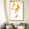 thumbnail image 4 of IDEA4WALL Framed Canvas Wall Art Minimal Pastel Orange Persimmon Branch Floral Illustrations Retro Art Botanical Plants Print Rustic Relax/Calm for Living Room, Bedroom, Office - Natural 24"x36", 4 of 4