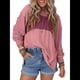 thumbnail image 3 of Blusas de Larga de Gran Tamaño, Moda 2025, Cuello Redondo, Informal, con Bloques de Color, para Mujer. Rosa L, 3 of 7