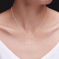 thumbnail image 2 of Cross Pendant Necklace for Women | Round Lab Created Moissanite Religious Cross Necklace For Her | 14K Solid Rose Gold Along with 18" Chain, 2 of 5
