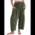 thumbnail image 1 of Pantalones Palazzo Harem Informales Holgados con Cordón para Mujer, para Verano, Playa, Viajes, Vacaciones, con Bolsillos. Verde M, 1 of 6