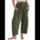 thumbnail image 1 of Pantalones Palazzo Harem Informales Holgados con Cordón para Mujer, para Verano, Playa, Viajes, Vacaciones, con Bolsillos. Verde XL, 1 of 6