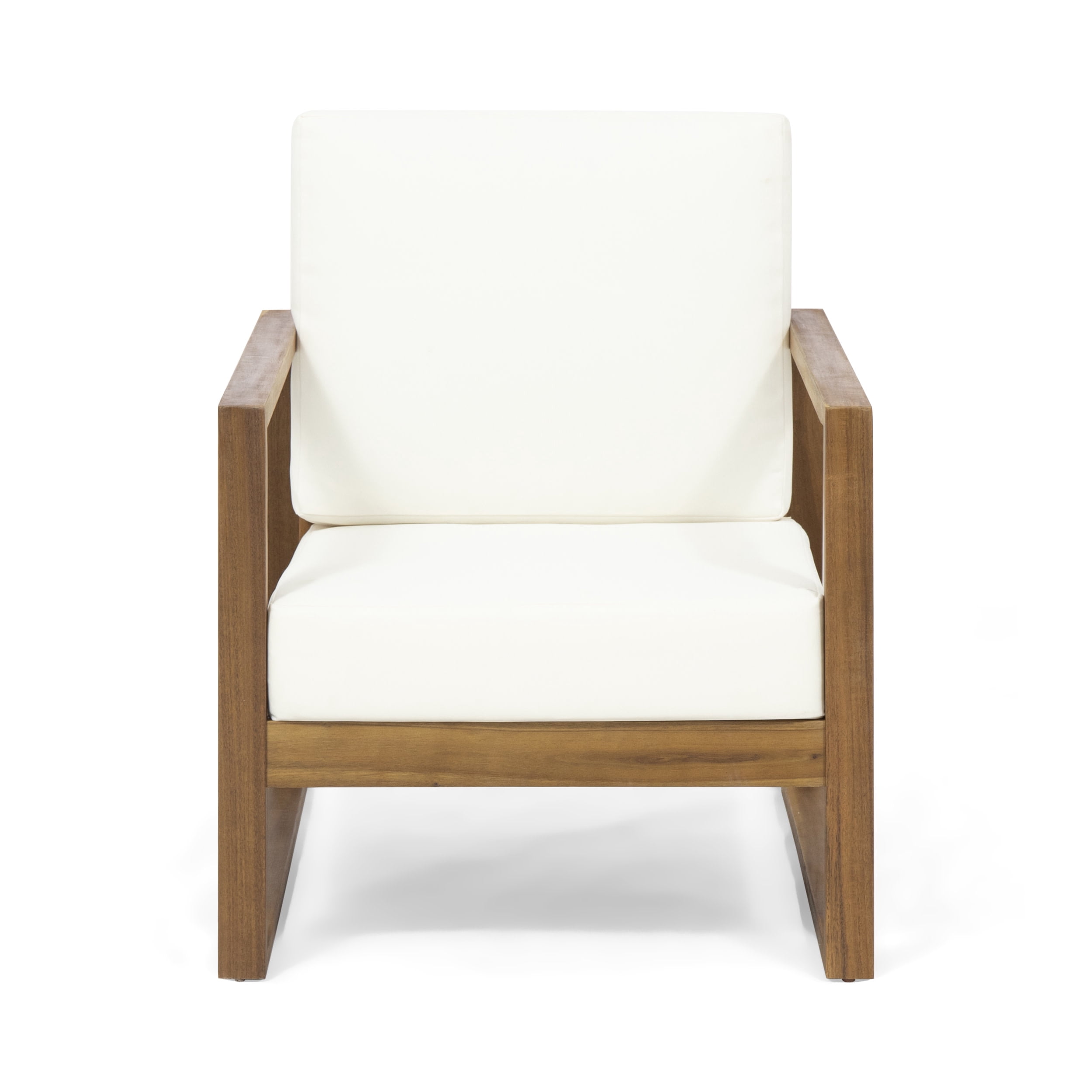 Eclipse Acacia Wood Outdoor Club Chair with Cushion, Teak and Beige