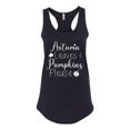 thumbnail image 2 of Wild Bobby Autumn Leaves and Pumpkins Please Black and White Distress Filter Halloween Women Racerback Tank Top, Black, Small, 2 of 6