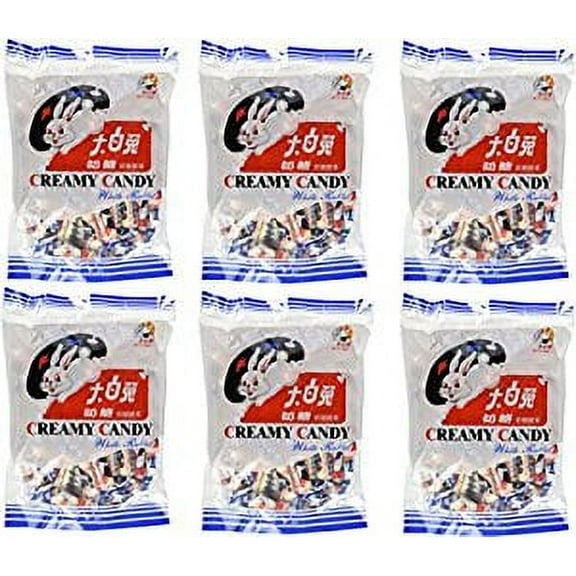 NineChef Bundle - White Rabbit Creamy Candy 6.3 Oz (180 Gram) (Pack of 6)   1 NineChef Brand Long Handle Spoon