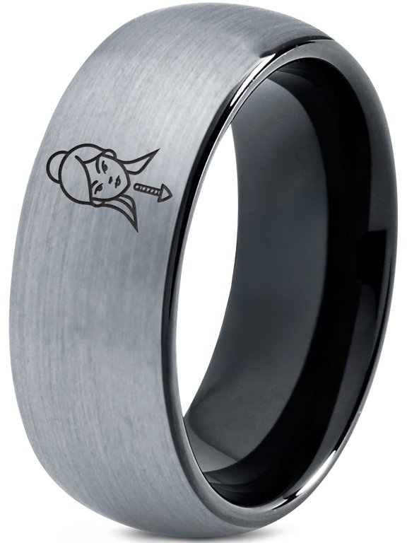 Mens Ring Gray Tungsten Gamer Mom Gift Bride Gifts New Dainty Wedding Jewelry Mommy and Me