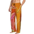 thumbnail image 3 of Kdxio Orange Flower Psychedelic Print Men's Sleep Pajama Pant Lounge Pants with Pockets, 3 of 8