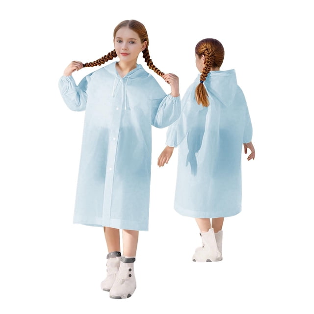 Imperméable Long à Capuche Portable pour Enfants, Voyage, Plein Air, Uni
