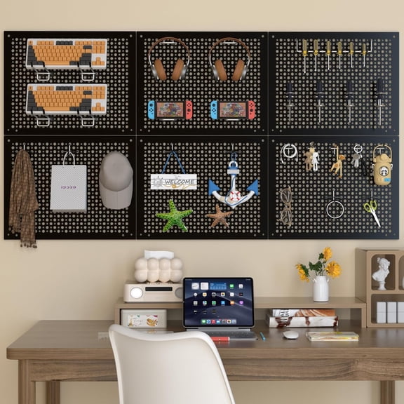 Metal Peg Board Kit with 1/4" Pegboard Accessories, Include 16.5"X13" Peg Board and Extra Thick Pegboard Accessories, Wall Organizer Peg Board Panels Tool Organizer Storage System (128)
