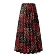 thumbnail image 4 of Women's Chiffon Elastic High Waist Pleated A Line Flared Maxi Skirts Boho Fall Elastic Waisted Pleated A Line Long Skirt Red L, 4 of 4
