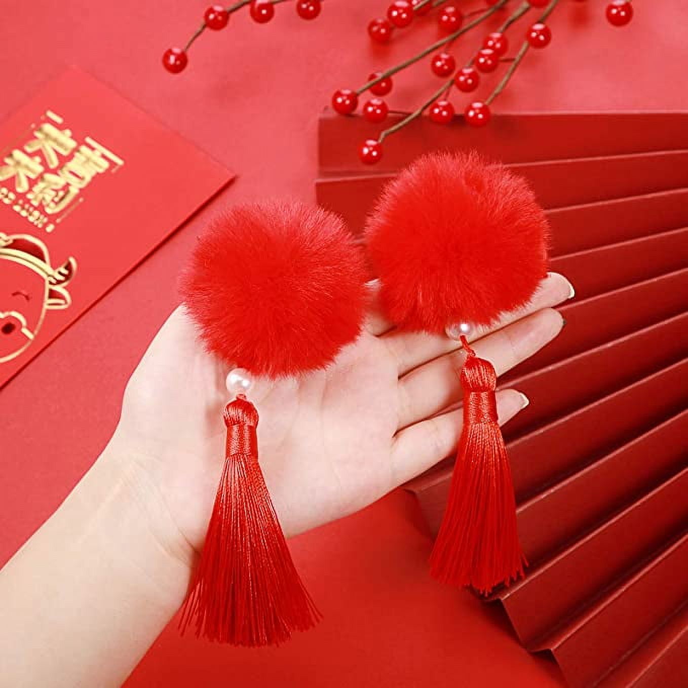 Ludlz Ball Pompom Hair Clips Tie Fall Autumn Pompom Baby 