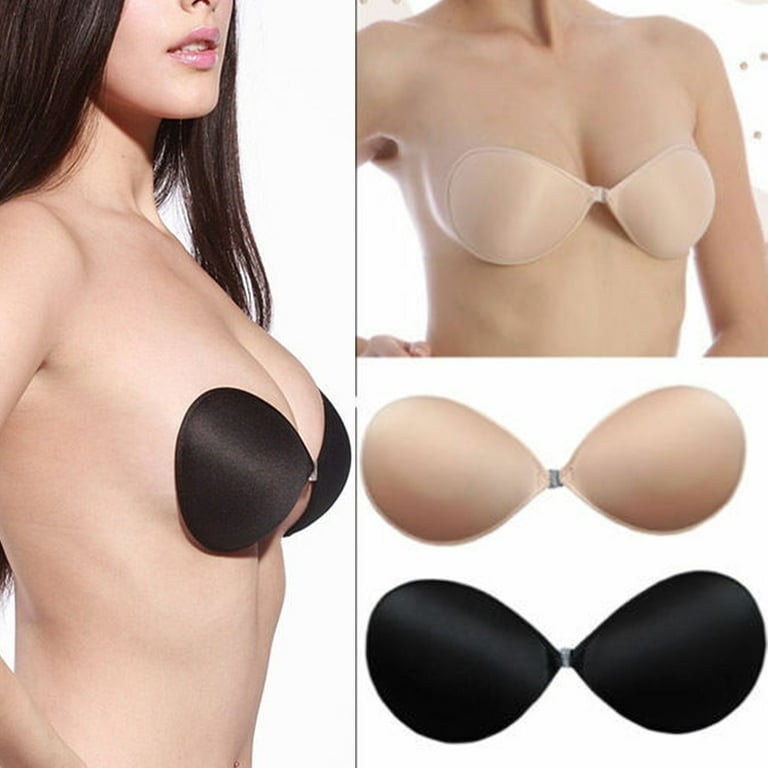 Women Ladies Silicone Adhesive Stick On Push Up Strapless Invisible Backless  Bra
