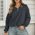 thumbnail image 2 of Ediodpoh Women's Casual Half Zip Pullover Womens Sweatshirts Comfortable Long Sleeve Top for Daily Wear for Fall and Winter Fashion Black L, 2 of 5