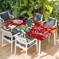 thumbnail image 2 of Red Snowman Christmas Table Cloths for 5 Foot Rectangle Tables, Xmas Tree Ball Snowflake Winter Patio Waterproof Elastic Fitted Tablecloths, Washable Rectangular Table Cover for Camping, 2 of 8