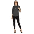 thumbnail image 5 of Inkmeso Stylish Mandarin Collar Top For Women Casual Solid Relaxed-Fit Zipper Front Tunic, 5 of 7