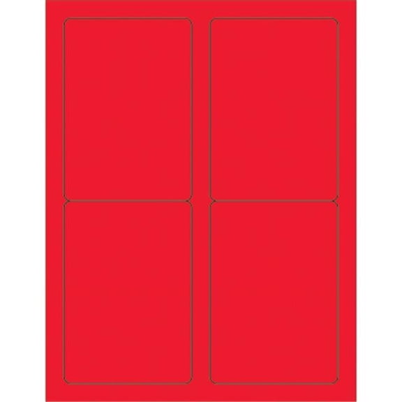 Box Partners Rectangle Laser Labels 3 1/2" x 5" Fluorescent Red 400/Case LL176RD