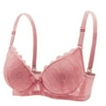 thumbnail image 2 of Fatuov Lace Wire Bras for Women Supportive Solid Color Full Coverage Soft Everyday Bra for Party, Push Up Lightly Lined Bra 38A, Pink, 2 of 3