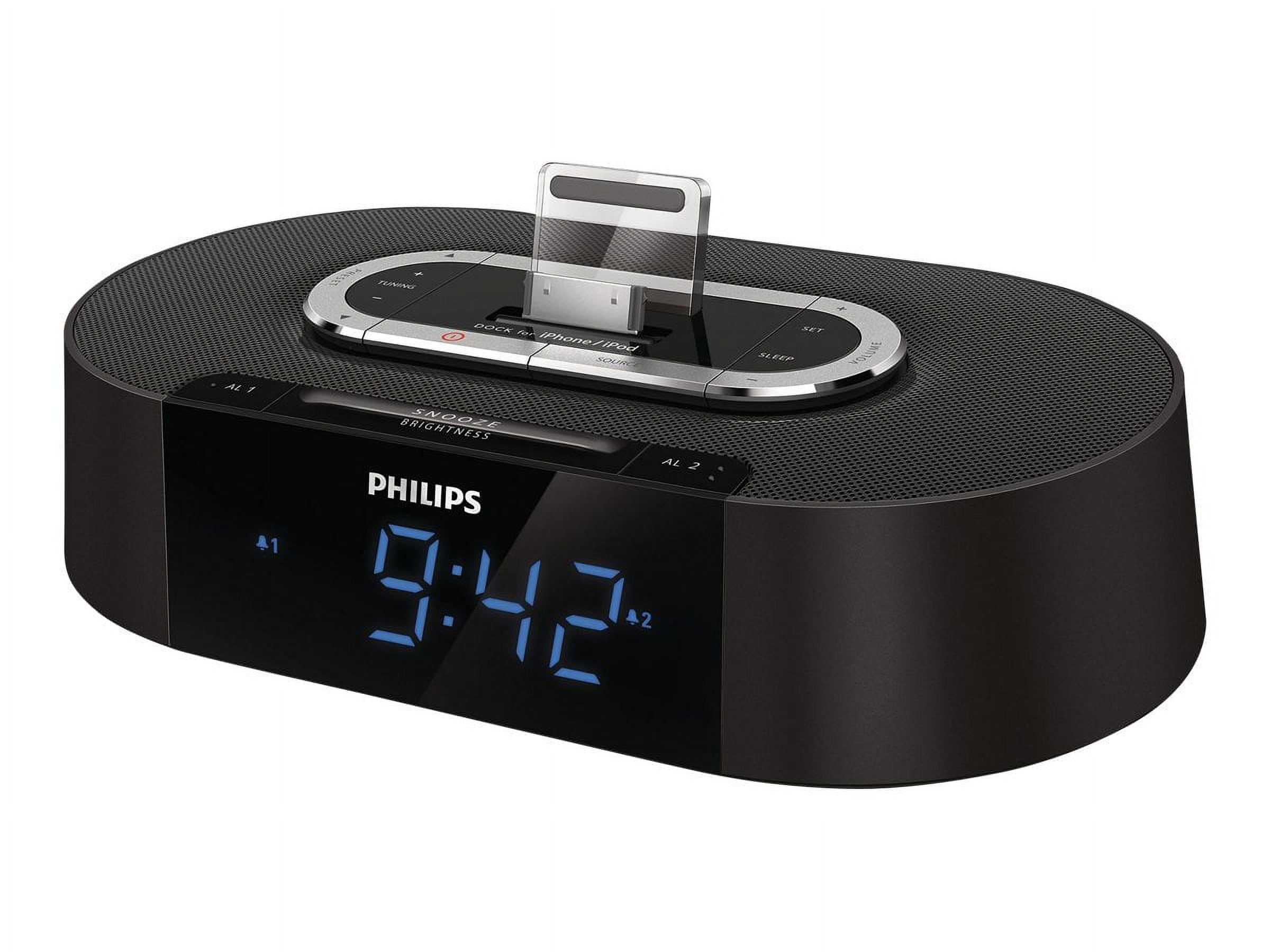 Profet Vedrørende modul Philips AJ7030DG/37 Alarm Clock Radio 30-Pin Speaker Dock for Apple iPod/ iPhone - Walmart.com