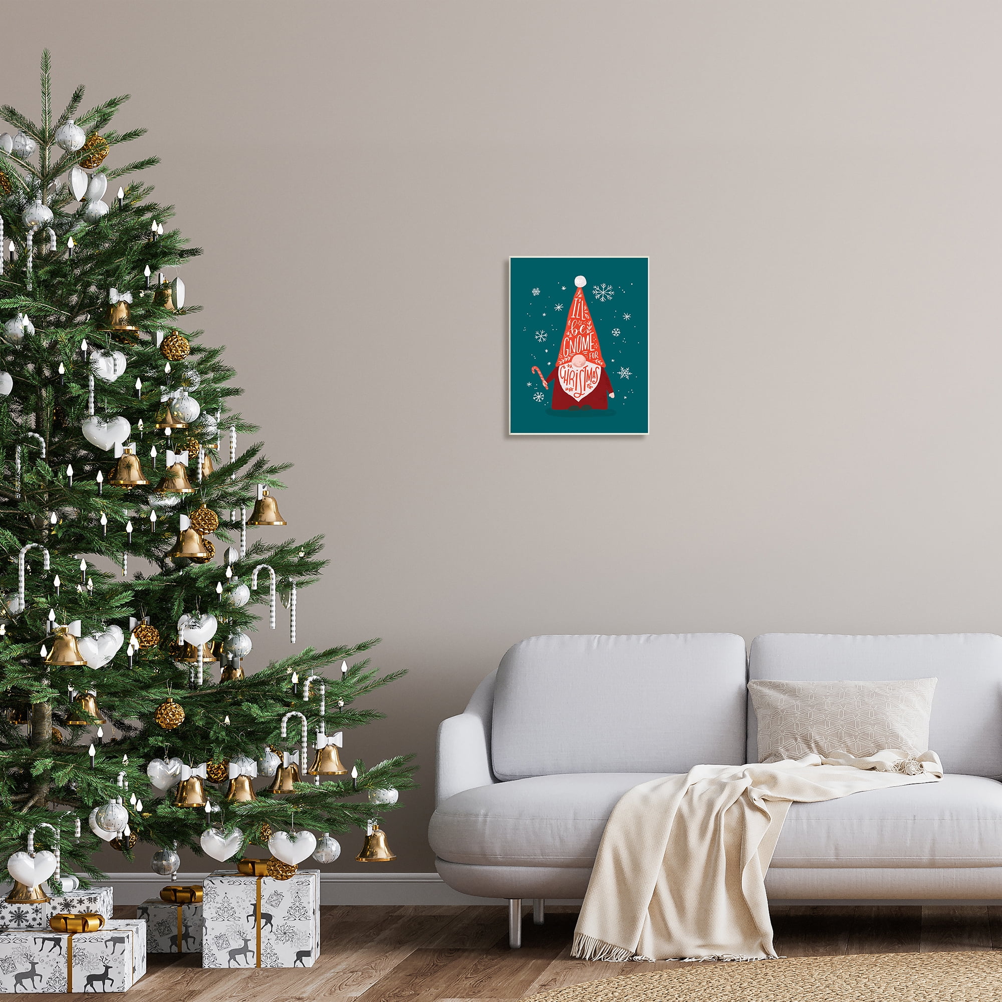Stupell Indtries Gnome For Christmas Holiday Pun Funny Garden Elf,13 x 19,Design by Loni Harris