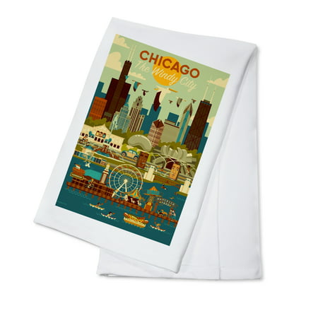 Chicago, Illinois - Geometric - Lantern Press Artwork (100% Cotton Kitchen
