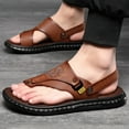 thumbnail image 3 of Dakaela Mens Sandals Indoor Outdoor Beach Flip Flop Casual Thong Leather Slip on Two Uses Strap Slippers, 3 of 8