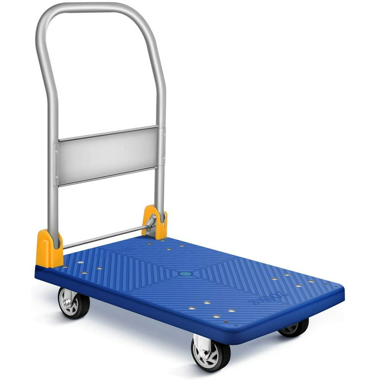 [US IN STOCK] Truck Cart 440LBS Chinco Star Folding Push Cart Dolly  Portable Moving Dolly Cart with 360° Swivel 4' Wheels Heavy Duty Foldable  Flatbed