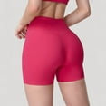 thumbnail image 6 of Women's High Waist Seamless Biker Shorts with Wide Waistband and Stretch Fit for Active Comfort - Large, Fuchsia, 6 of 7