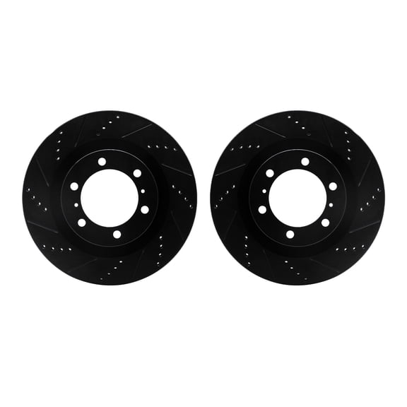 Dynamic Friction Company Front Brake Rotors-Drilled and Slotted-Black 8002-76012