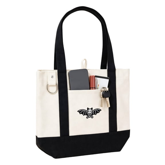 Halloween Canvas Tote Bag, Reusable Shopping Bag, Cute Spooky Shoulder Handbag for Women, Halloween Party, Travel, Grocery and Daily Use