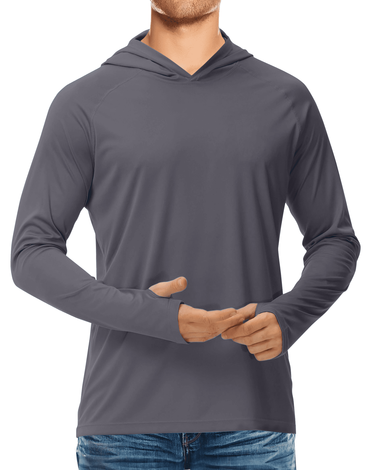 Sanmadrola Mens UPF 50+ Sun Protection Hoodie Fishing Shirts for Men Long Sleeve SPF Hiking Running Workout Thumbhole Shirt Hooded Quick Dry Lightweight