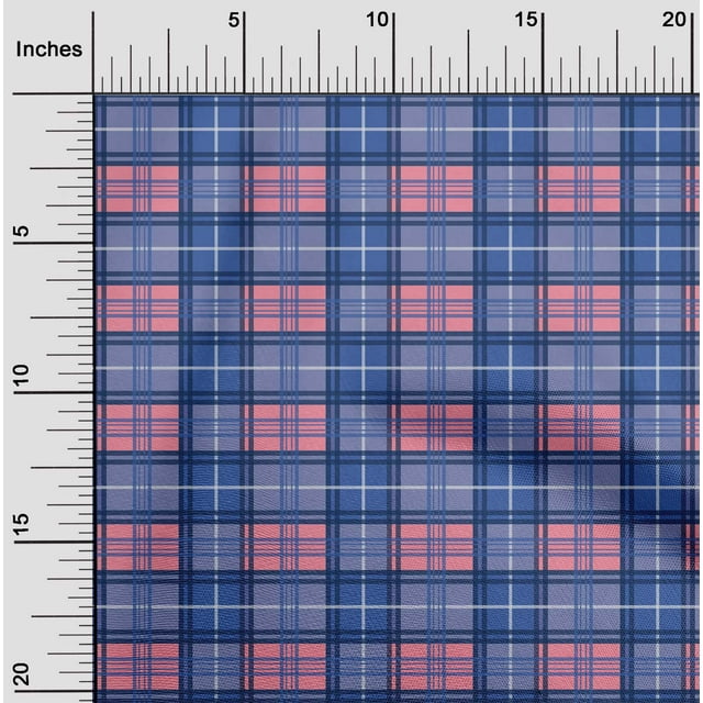 oneOone Organic Cotton Poplin Twill Fabric Madras Check Printed Craft Fabric BTY 42 Inch Wide